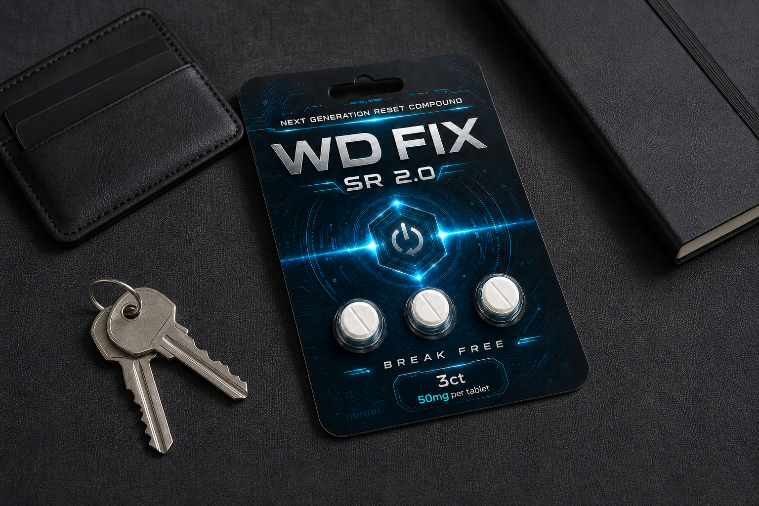 WD FIX 3ct pack beside everyday carry items