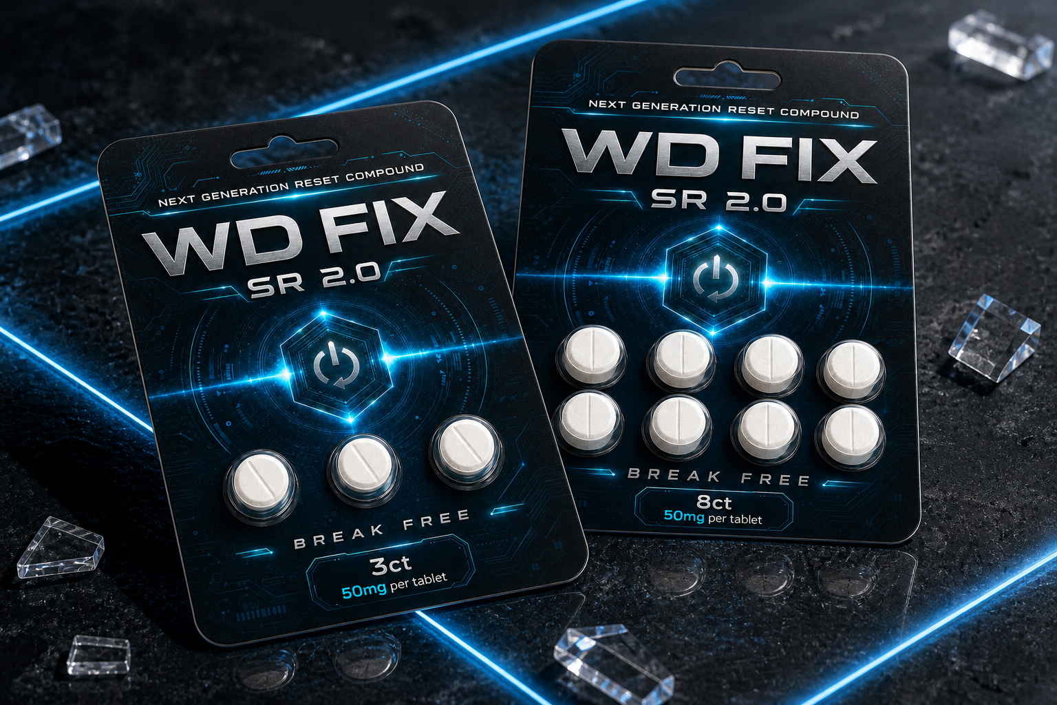 Close detail of the WD FIX 3ct and 8ct packs